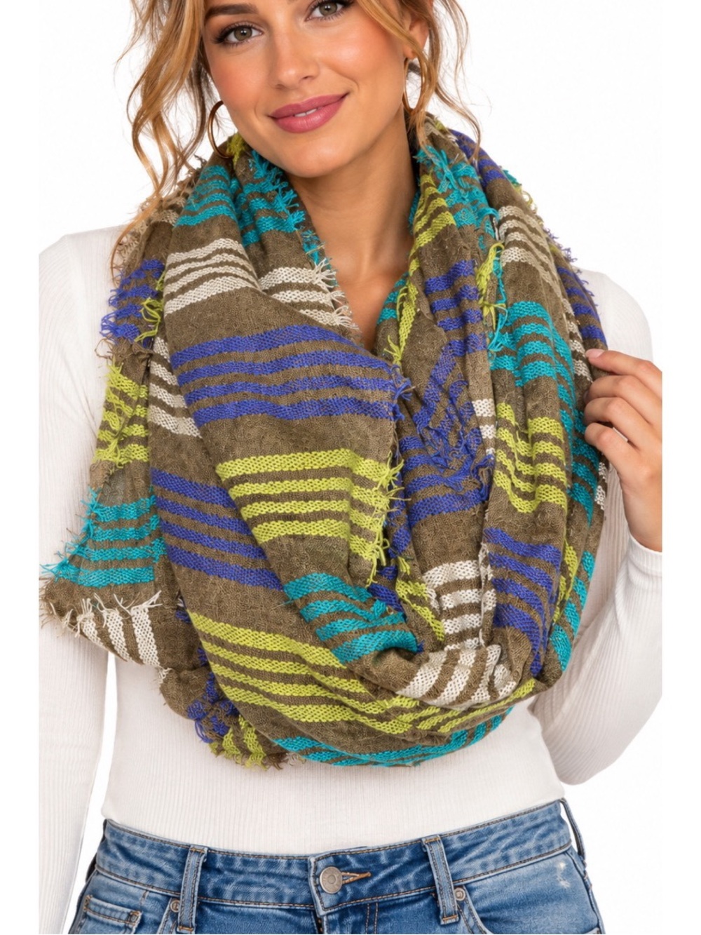 Multicolor Striped Infinity Scarf